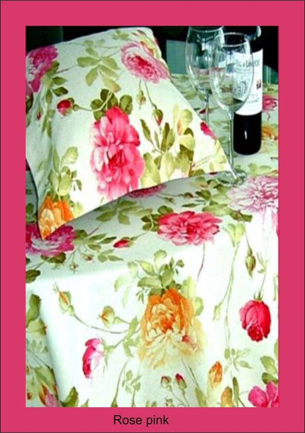 Tischdecke, Rose-pink, Wunderschöner  breiter Saum. Maß 140 x 140 cm